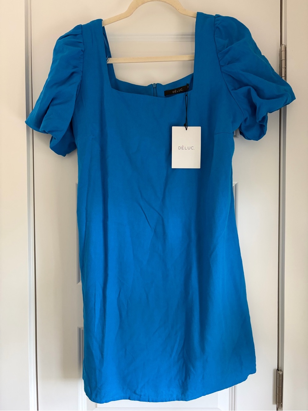 Déluc Bright Blue Puff Sleeve Mini Dress